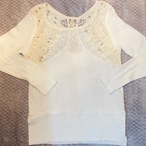 Free People cream sweater with Crochet detailing XS